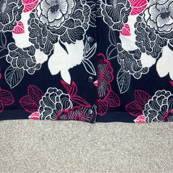 Talbots Cardigan Womens Extra Large Blue Pink Floral 3/4 Sleeve Button- 4356 - Picture 3 of 11